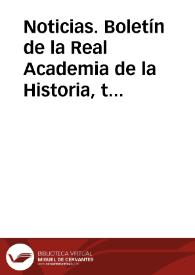 Portada:Noticias. Boletín de la Real Academia de la Historia, tomo 13 (noviembre 1888). Cuaderno V