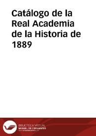 Portada:Catálogo de la Real Academia de la Historia de 1889