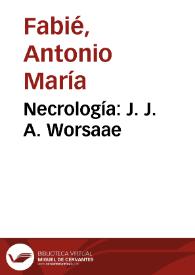 Portada:Necrología: J. J. A. Worsaae / Antonio María Fabié