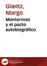 Portada:Monterroso y el pacto autobiográfico / Margo Glantz