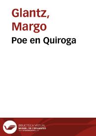Portada:Poe en Quiroga / Margo Glantz