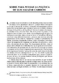 Portada:Sobre "Para pensar la política" de Luis Salazar Carrión / Pedro Salazar