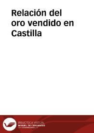 Portada:Relación del oro vendido en Castilla