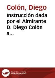 Portada:Instrucción dada por el Almirante D. Diego Colón a Peña