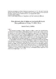 Portada:Nota adicional sobre la lápida con inscripción ibérica de Ibiza, publicada en AEArq. 72, 1948, 284 ss. / Antonio García y Bellido