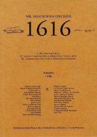 Portada:1616 : Anuario de la Sociedad Española de Literatura General y Comparada. Vol. X (1996). Índice