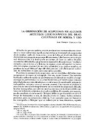 Portada:La ordenación de acepciones en algunos artículos lexicográficos del DRAE: cuestiones de norma y uso