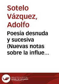 Portada:Poesía desnuda y sucesiva (Nuevas notas sobre la influencia de Miguel de Unamuno en Juan Ramón Jiménez) / Adolfo Sotelo Vázquez