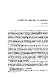 Portada:Lingüística e historia de Andalucía / Manuel Ariza
