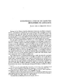 Portada:Leonesismos léxicos de carácter migratorio en Andalucía / Ignacio López de Aberasturi Arregui