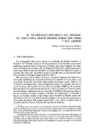 Portada:El Diccionario Histórico del Español de Costa Rica. Breve reseña sobre sus fines y sus logros / Miguel Ángel Quesada Pacheco