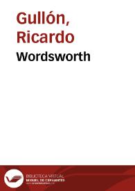 Portada:Wordsworth / por Ricardo Gullón