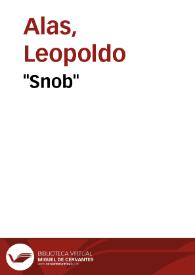 Portada:"Snob" / Leopoldo Alas