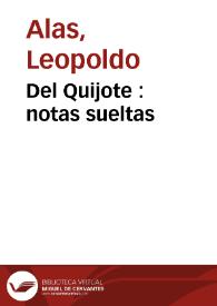 Portada:Del Quijote : notas sueltas / Leopoldo Alas