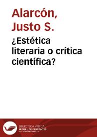 Portada:¿Estética literaria o crítica científica?