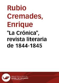 Portada:"La Crónica", revista literaria de 1844-1845 / Enrique Rubio Cremades