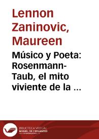 Portada:Músico y Poeta: Rosenmann-Taub, el mito viviente de la poesía chilena / por Maureen Lennon Zaninovic