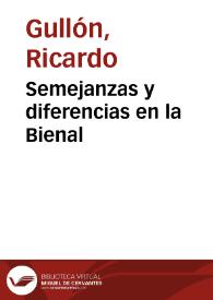 Portada:Semejanzas y diferencias en la Bienal / Ricardo Gullón