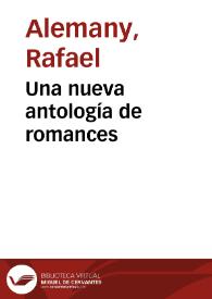 Portada:Una nueva antología de romances / Rafael Alemany Ferrer