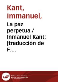 Portada:La paz perpetua / Inmanuel Kant; [traducción de F. .Rivera Pastor]