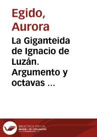 Portada:La Giganteida de Ignacio de Luzán. Argumento y octavas de un poema inédito / Aurora Egido