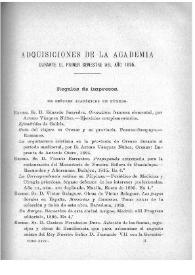 Portada:Adquisiciones de la Academia durante el primer semestre del año 1895
