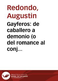 Portada:Gayferos: de caballero a demonio (o del romance al conjuro de los años 1570) / Augustin Redondo