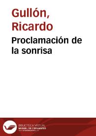 Portada:Proclamación de la sonrisa / Ricardo Gullón