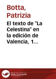 Portada:El texto de \"La Celestina\" en la edición de Valencia, 1514 / Patrizia Botta