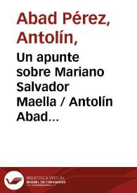 Portada:Un apunte sobre Mariano Salvador Maella / Antolín Abad y Ángela Franco