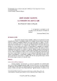 Portada:José Ángel Valente: la tensión del lenguaje / Juan Fernando Valenzuela Magaña