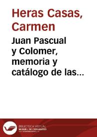 Portada:Juan Pascual y Colomer, memoria y catálogo de las formas del taller de vaciados, 1815 / Carmen Heras Casas