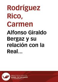 Portada:Alfonso Giraldo Bergaz y su relación con la Real Academia de Bellas Artes de San Fernando / por Carmen Rodríguez Rico