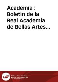 Portada:Academia : Boletín de la Real Academia de Bellas Artes de San Fernando. Segundo semestre de 1997. Número 85. Preliminares e índice