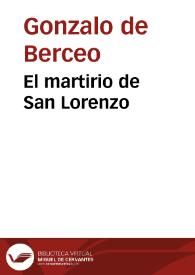 Portada:El martirio de San Lorenzo / Gonzalo de Berceo