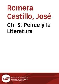Portada:Ch. S. Peirce y la Literatura