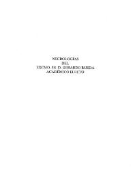 Portada:Necrologías del Excmo. Sr. D. Gerardo Rueda Académico Electo / Miguel Rodríguez-Acosta ... [et al.]