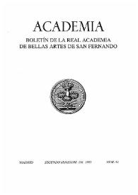 Portada:Academia : Boletín de la Real Academia de Bellas Artes de San Fernando Primer semestre de 1995. Número 81. Preliminares e índice