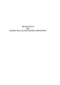 Portada:Necrologías del Excmo. Sr. D. Manuel Rivera Hernández / Enrique Pardo y Canalís [et al.]