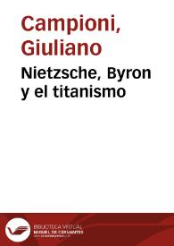 Portada:Nietzsche, Byron y el titanismo / Giuliano Campioni