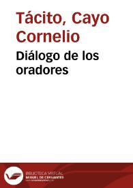 Portada:Diálogo de los oradores / Tácito Cornelio