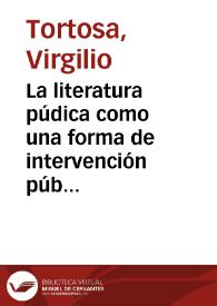 Portada:La literatura púdica como una forma de intervención pública: el diario / Virgilio Tortosa