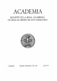 Portada:Academia : Boletín de la Real Academia de Bellas Artes de San Fernando Primer semestre de 1994. Número 78. Preliminares e índice