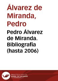 Portada:Pedro Álvarez de Miranda. Bibliografía (hasta 2006)