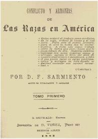 Portada:Conflicto y armonías de razas en América / por D. F. Sarmiento