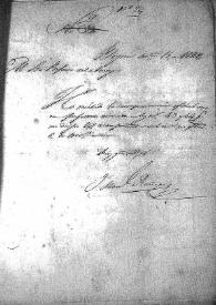 Portada:Notificación del Ministro de Interior de haber recibido la correspondencia, marcada con el número 43 y 44 con fecha de 6 de noviembre último. (Bogotá, 15 de diciembre de 1829)