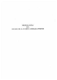 Portada:Necrologías del Excmo. Sr. D. Ramón Andrada Pfeifer / Enrique Pardo Canalís [et al.]