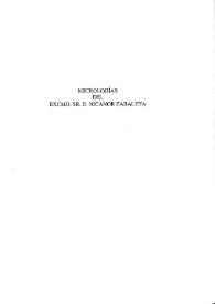 Portada:Necrologías del Excmo. Sr. D. Nicanor Zabaleta / Enrique Pardo Canalís [et al.]