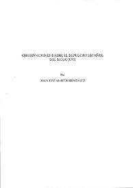Portada:Observaciones sobre el sepulcro español del siglo XVII / Juan José Martín González