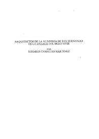 Portada:Arquitectos de la Academia de San Fernando en la Málaga del siglo XVIII / Rosario Camacho Martínez